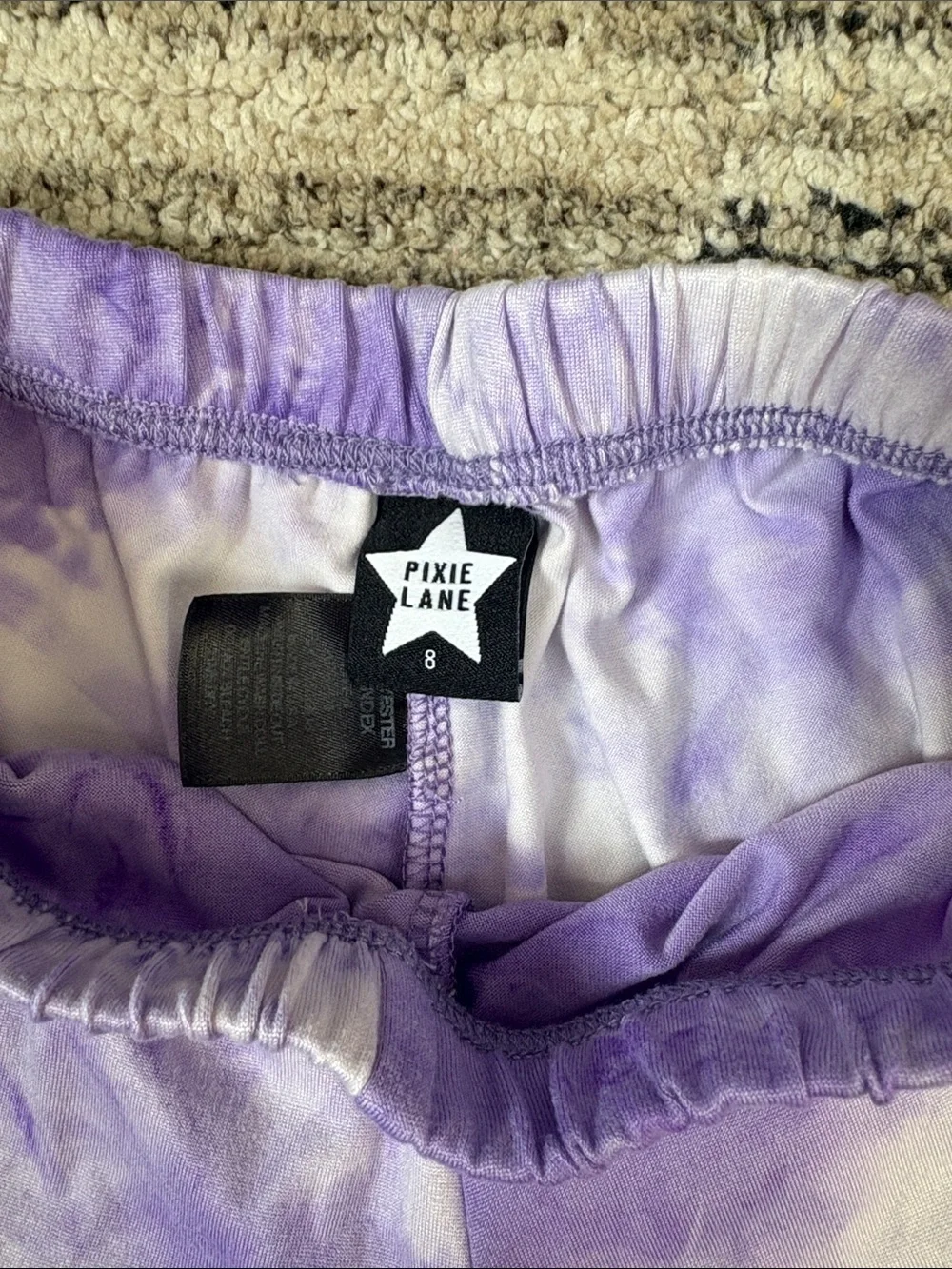 Girls size 8  pixilane  Ruffle Hem Shorts - Purple Tie-Dye & Bright Pink